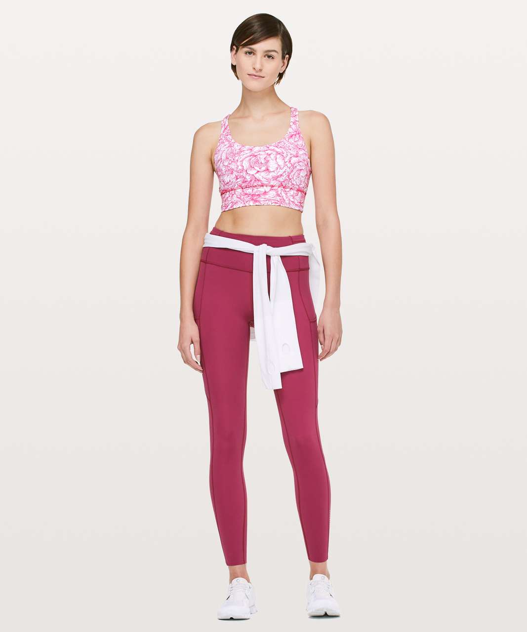 Lululemon Energy Bra *Long Line - Floral Bloom White Star Ruby / Star Ruby