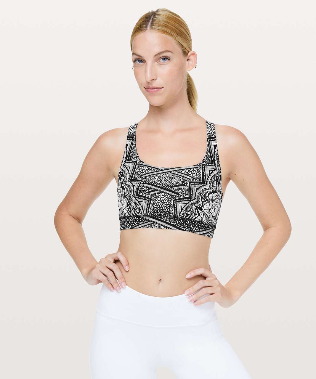 Sweaty Betty Infinity Dare to Bare Tonal Glitch Black Lulu Sports Bra Medium