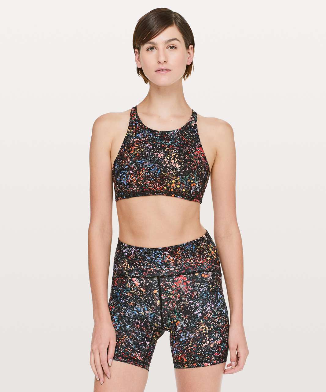 Lululemon Free To Be Bra *High Neck - Flowerescent Multi / Lemon Ice