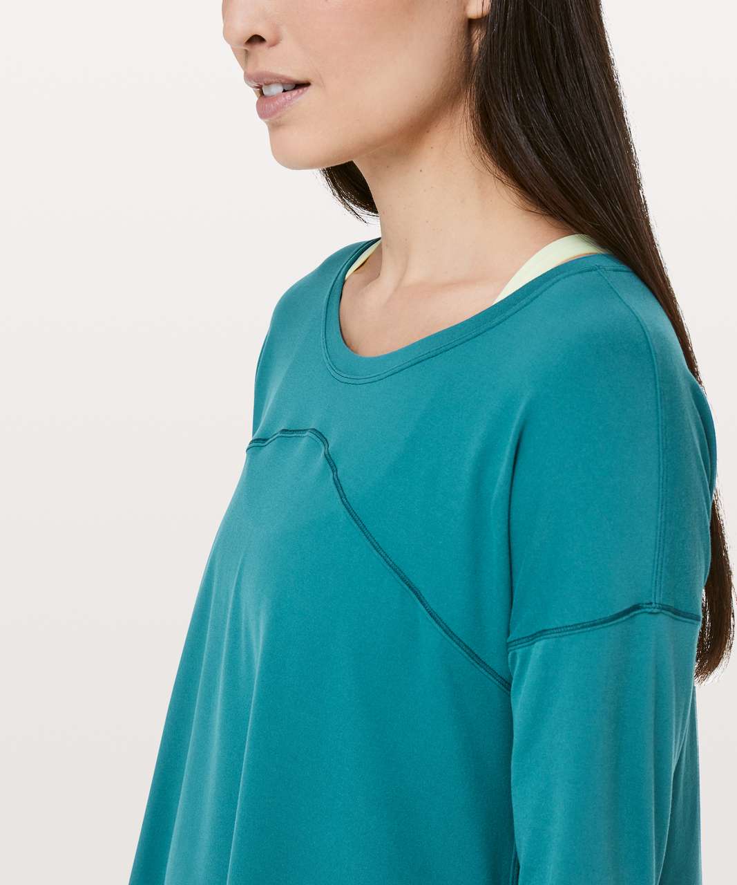 Lululemon Hit Unwind Long Sleeve Shirt Top Yoga Teal Blue Womens