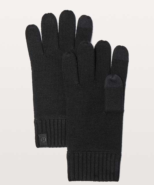 LULULEMON MENS COLD PURSUIT KNIT GLOVES, HEATHERED CORE MEDIUM