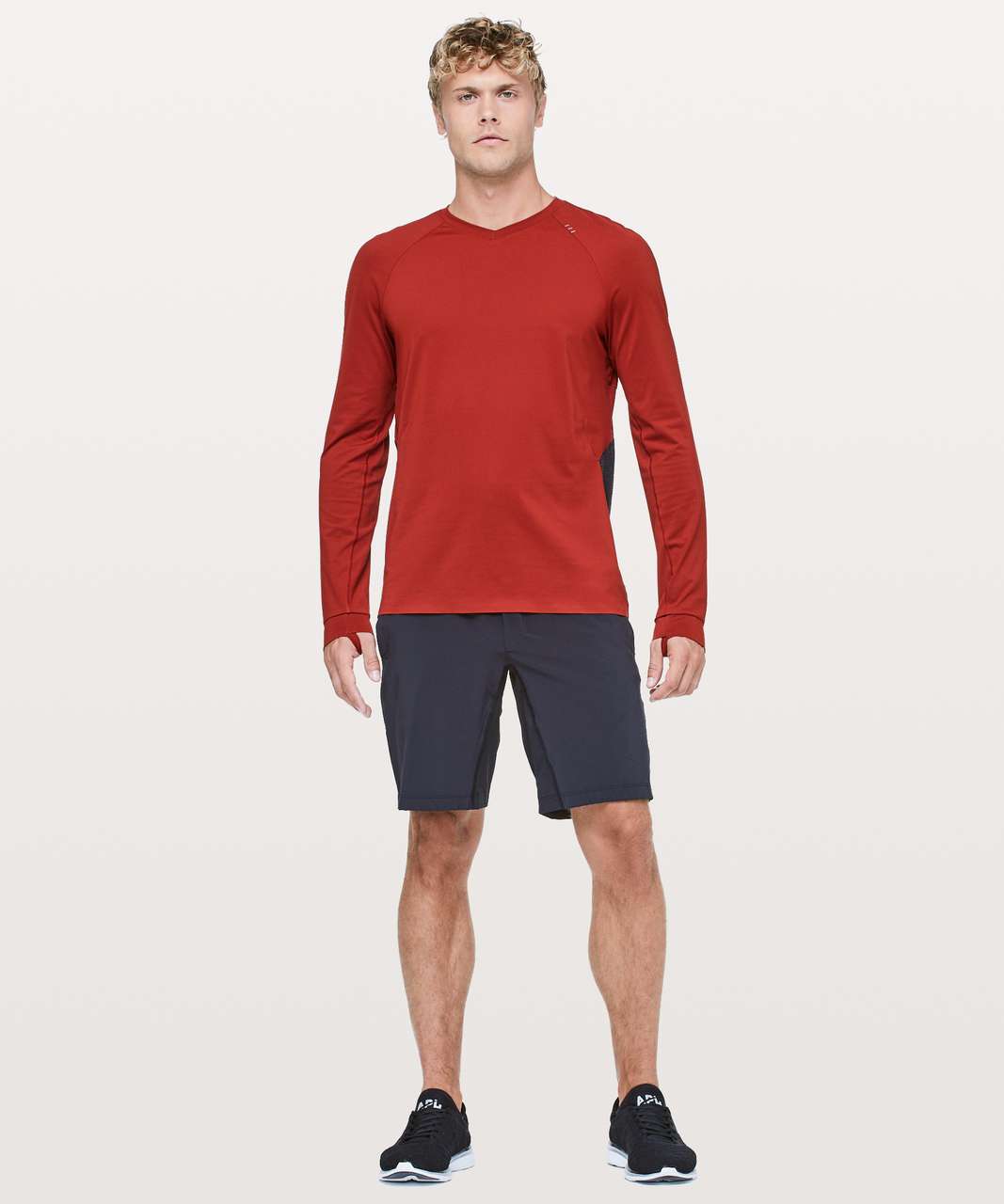 Lululemon Lost In The Hustle Long Sleeve - Magma / Matchstick Reflective Black