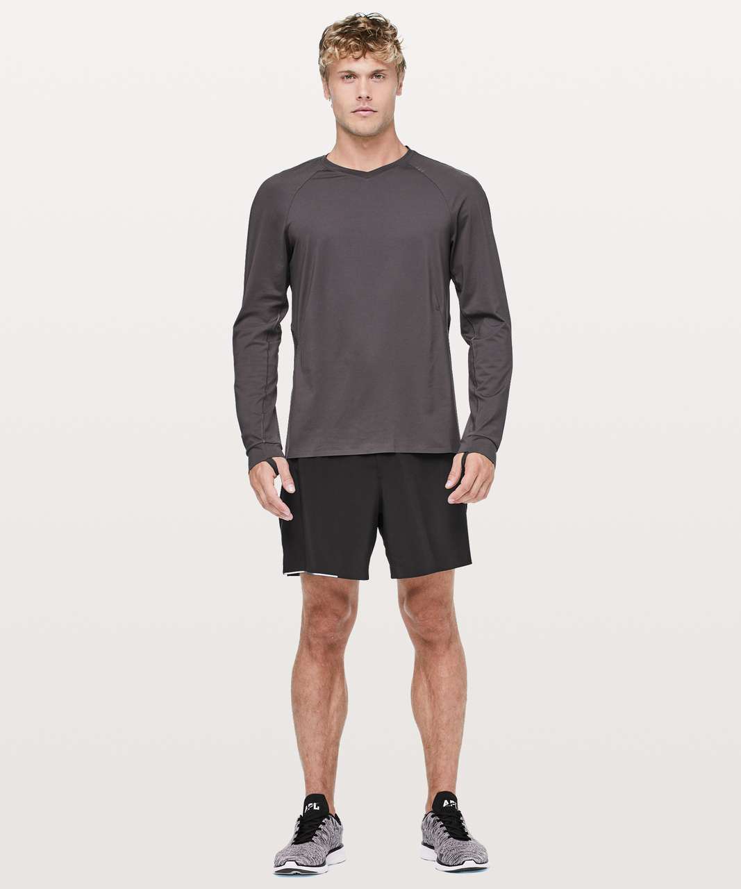 Lululemon Lost In The Hustle Long Sleeve - Moonphase / Matchstick Reflective Black