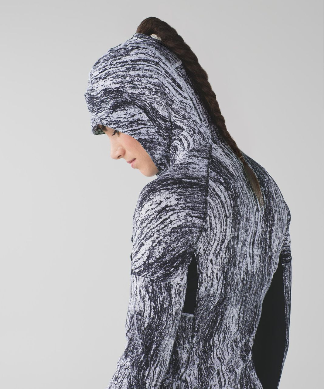 Lululemon Runbeam Hoodie - Texture Twist White Black / Black