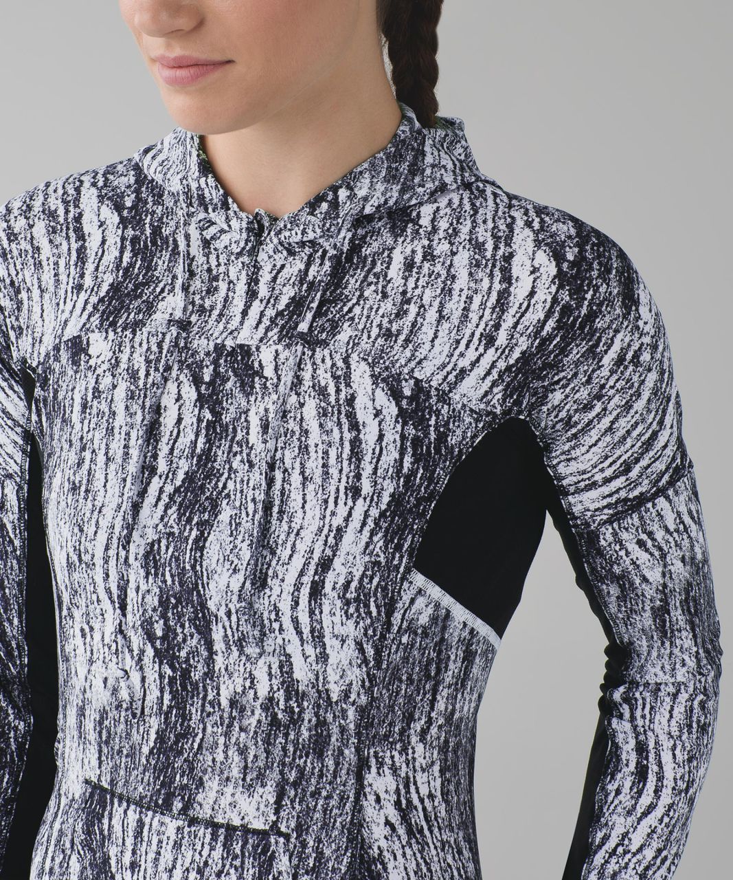 Lululemon Runbeam Hoodie - Texture Twist White Black / Black