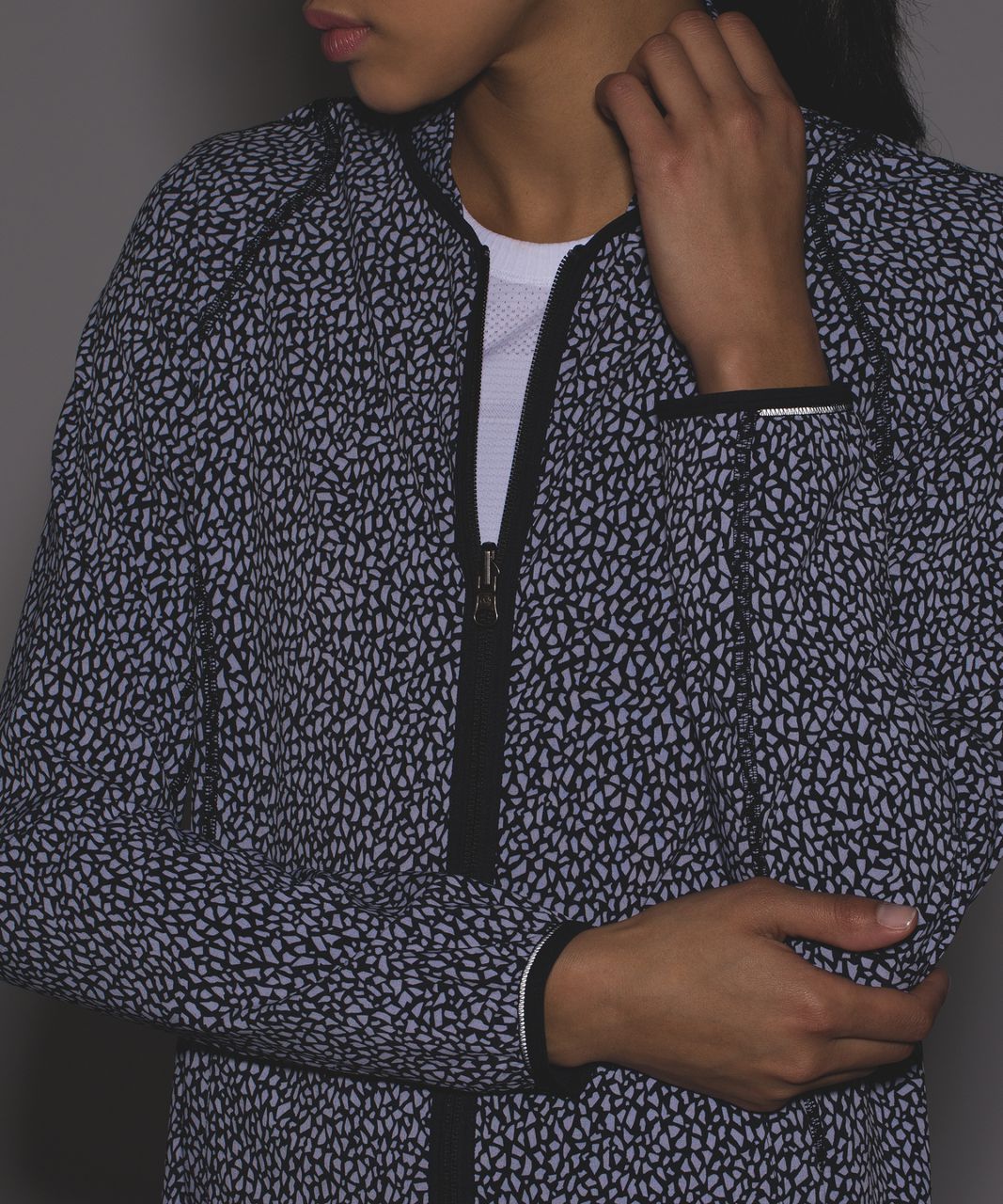 Lululemon Real Quick Jacket - Miss Mosaic Black / Heathered Texture Printed Deep Coal Black