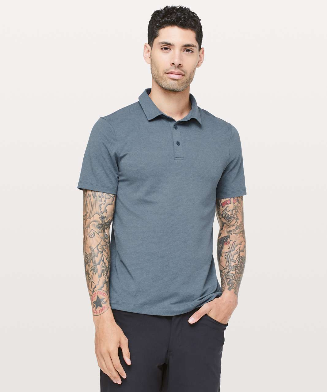 Lululemon Evolution Polo Pique Shirt Heathered Symphony Blue NEW Size 2XL  XXL – IBBY