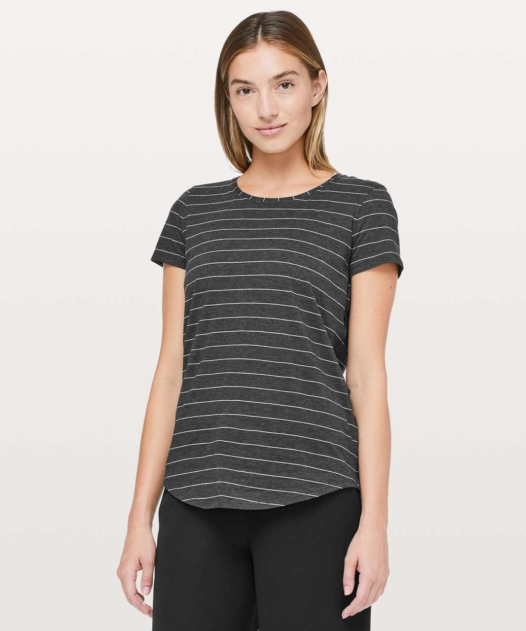 Lululemon Love Crew III - Short Serve Stripe Heathered Black White