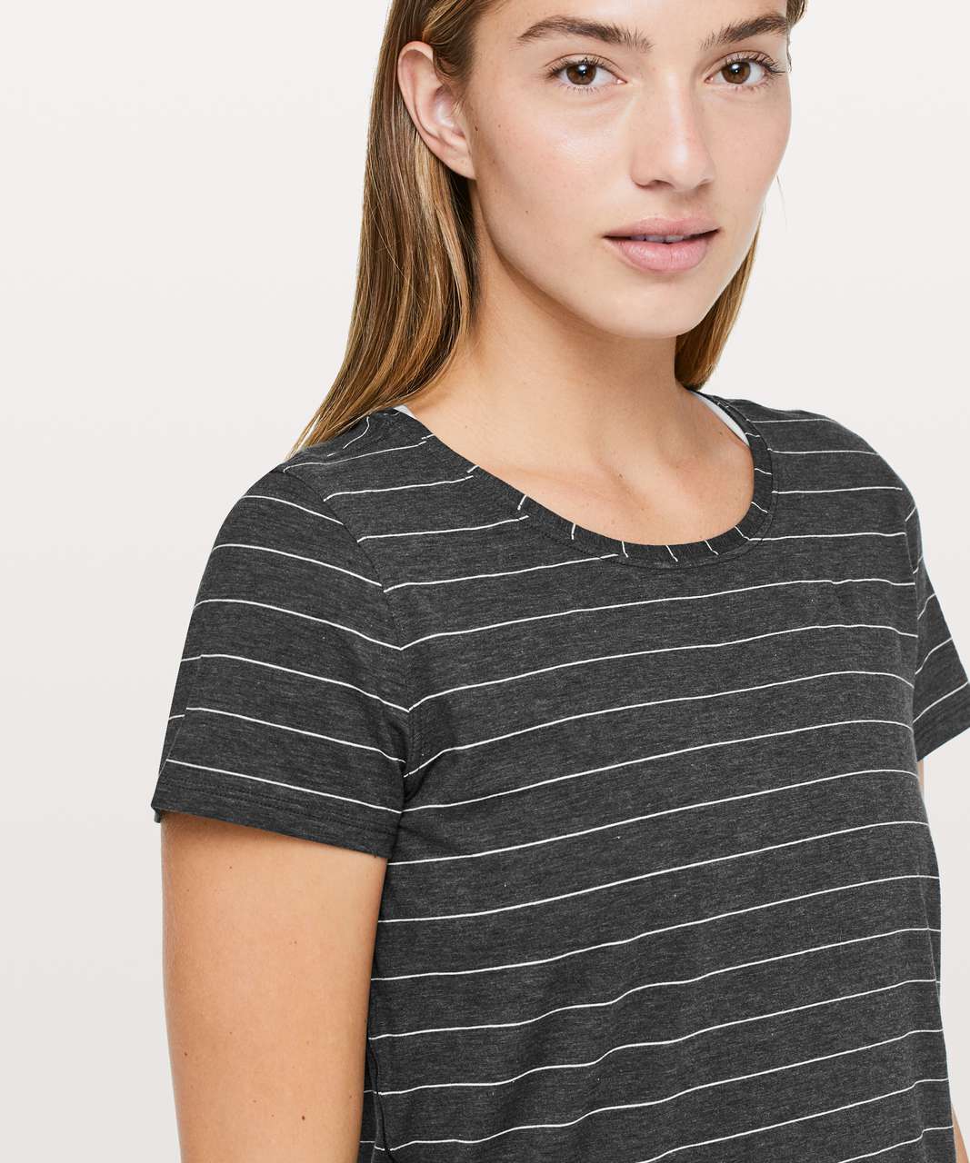 Lululemon Love Crew III - Short Serve Stripe Heathered Black White