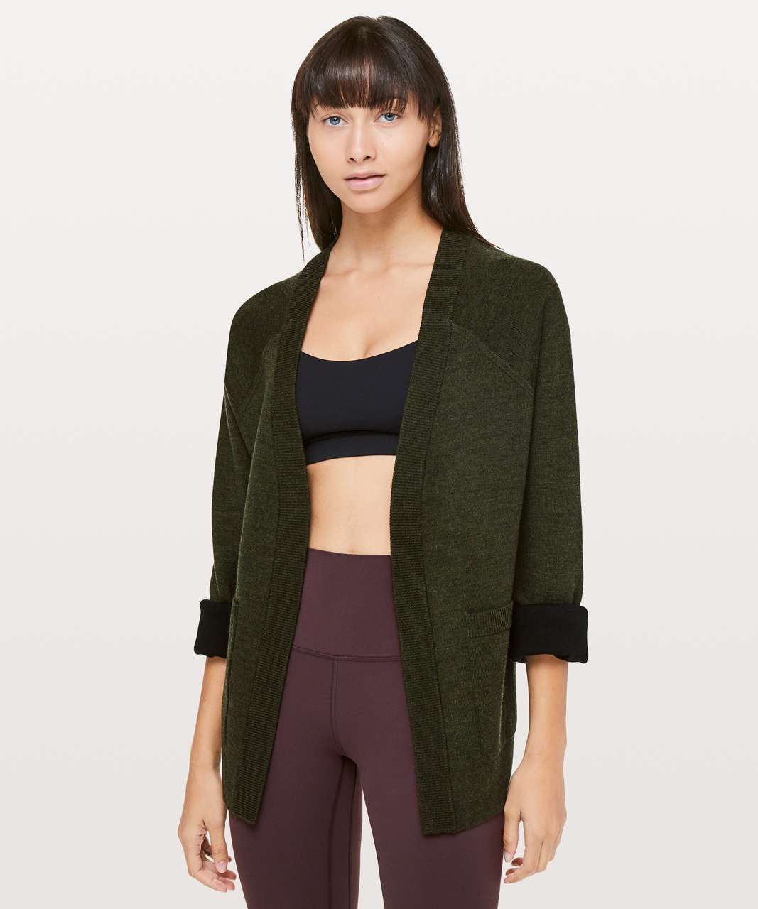 Lululemon Reverse Me Wrap - Heathered Dark Olive / Black