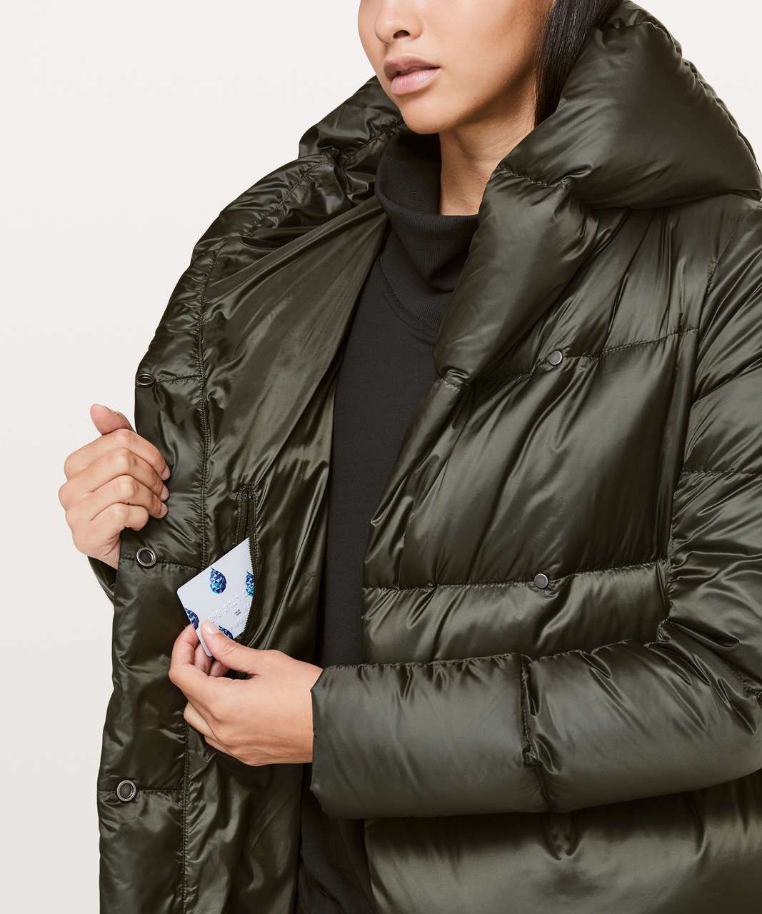 Lululemon Women's Cloudscape Wrap Down Coat Black or Dark Olive Green