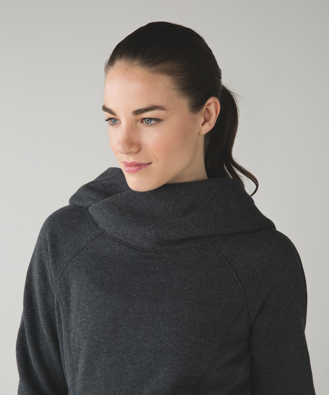 Lululemon Ribbed Funnel Neck Pullover - Heathered Black - lulu fanatics