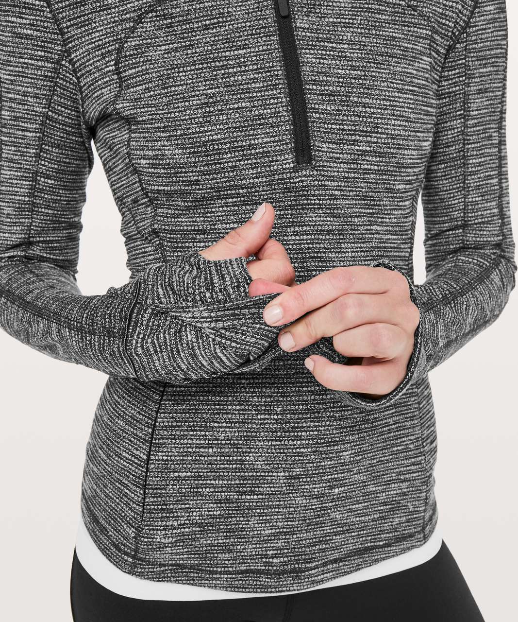 Lululemon Run Briskly 1/2 Zip - Coco Pique Black White