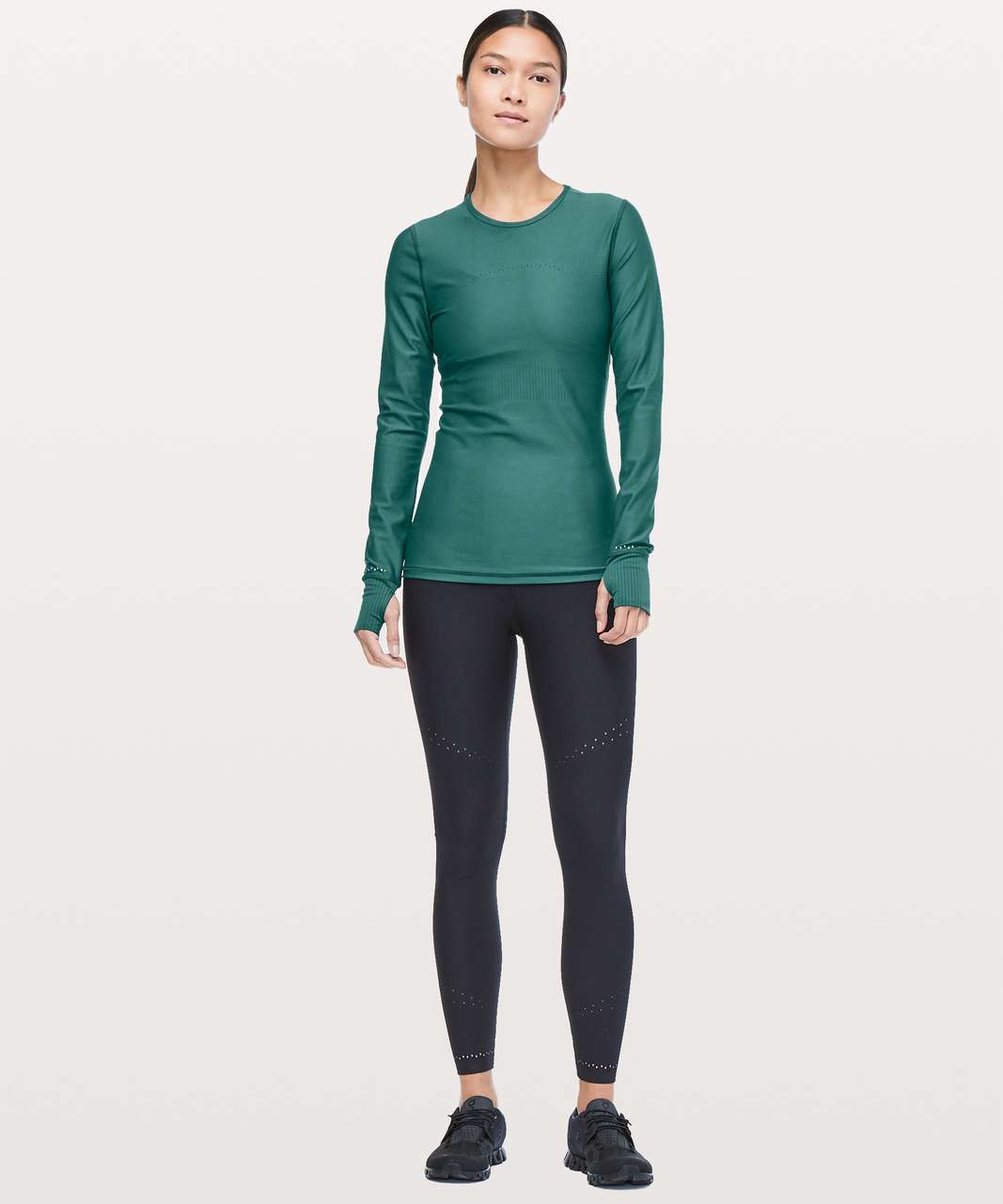 Lululemon Zoned In Long Sleeve - Green Jasper