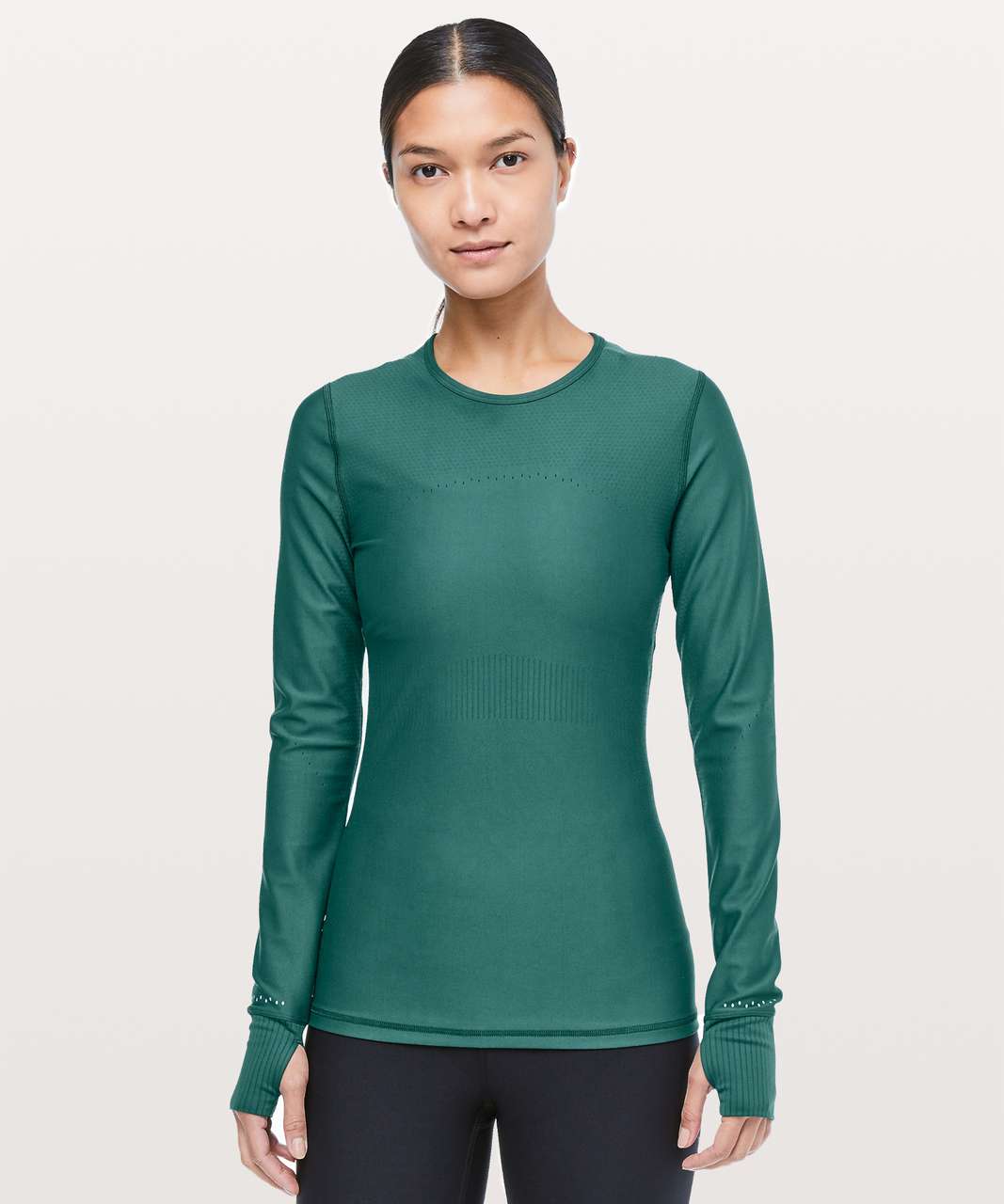 Lululemon Zoned In Long Sleeve - Green Jasper - lulu fanatics