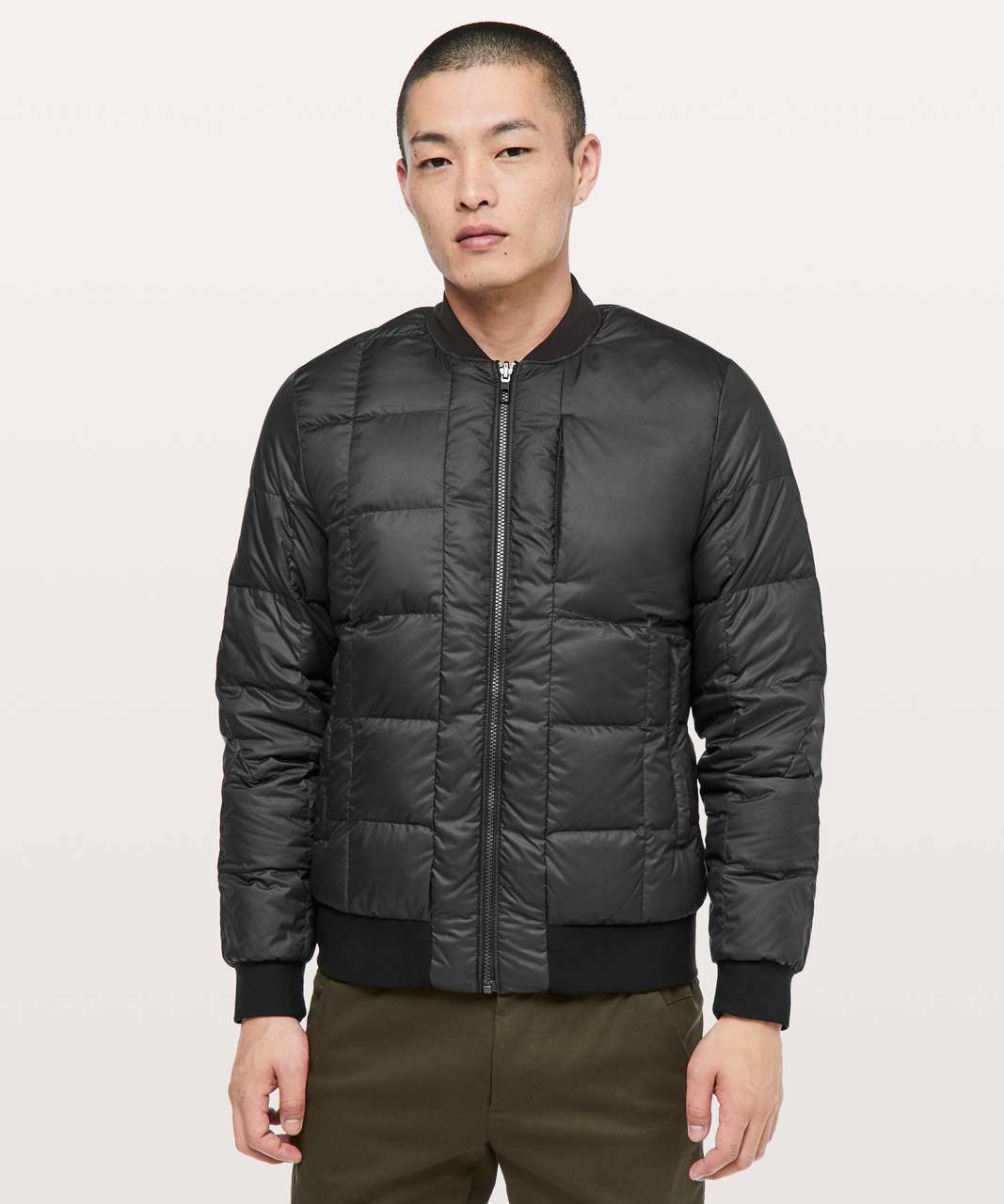 Bomber jacket in stretch scuba material for men, black