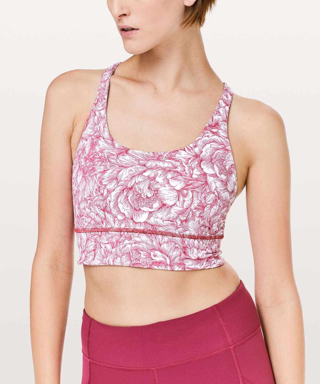 Lululemon Mind Over Miles Bra - Floral Bloom White Star Ruby / Star Ruby