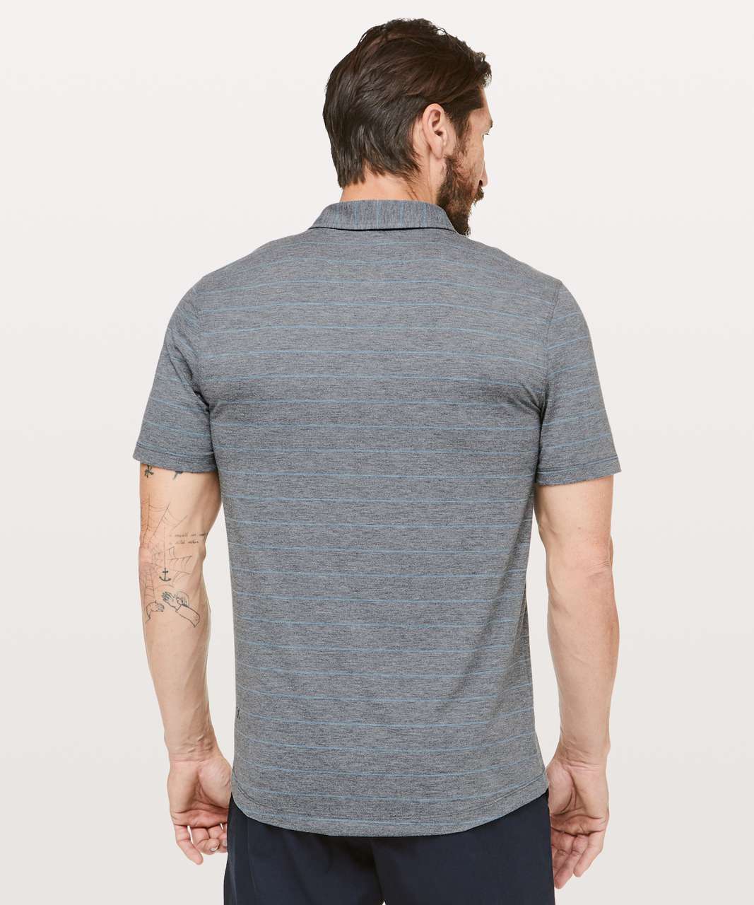 Lululemon Evolution Polo - Lookout Stripe Heathered True Navy Heathered Poseidon