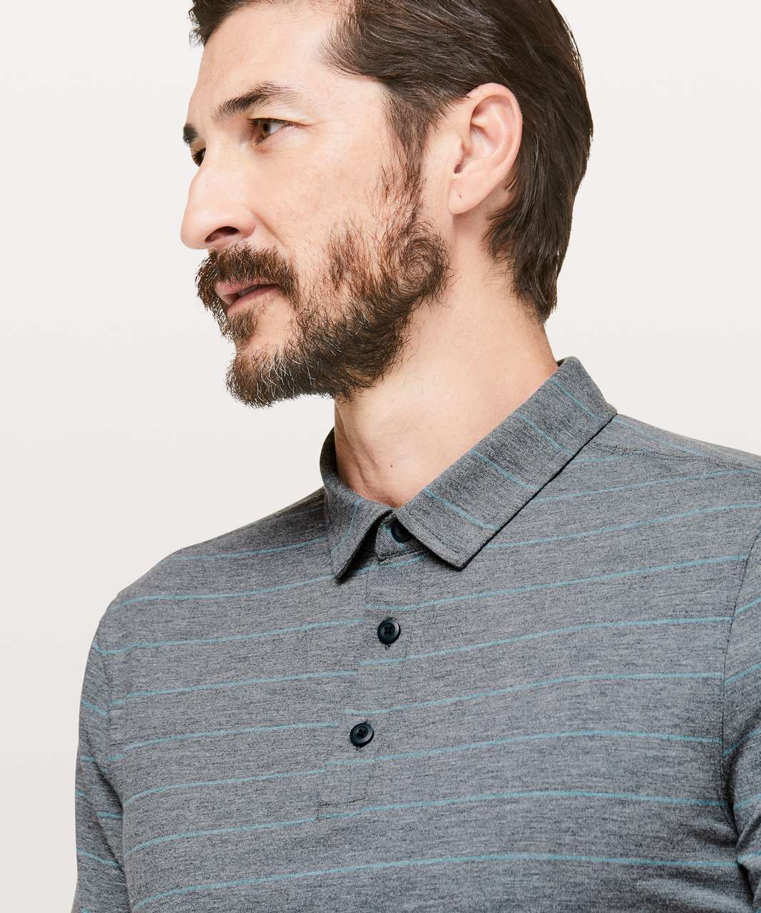 Lululemon Evolution Polo - Lookout Stripe Heathered True Navy Heathered Poseidon