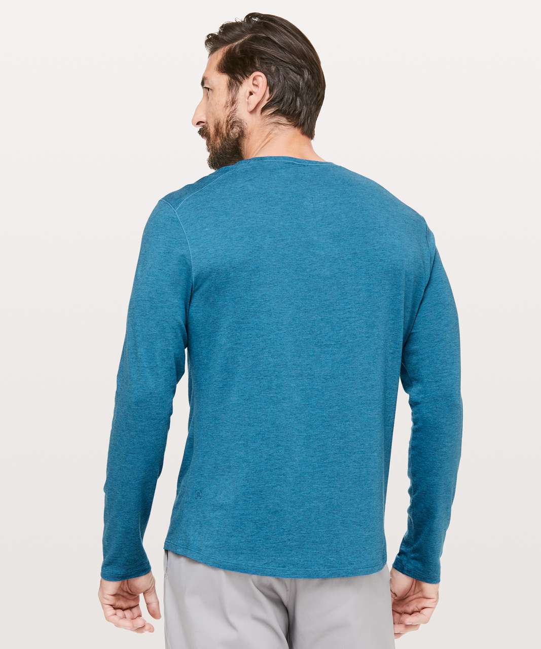 Lululemon 5 Year Basic Long Sleeve Henley - Heathered Pewter Blue