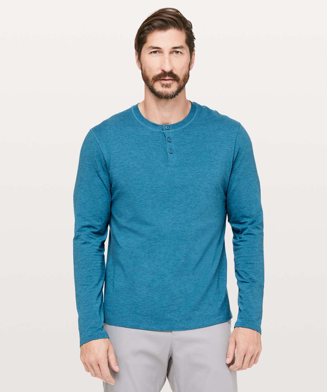 Lululemon The Fundamental Long Sleeve Henley - Iron Blue - lulu fanatics