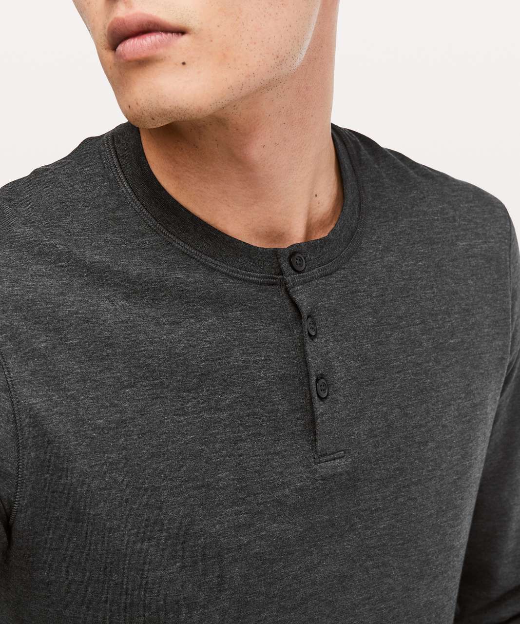 Lululemon 5 Year Basic Long Sleeve Henley - Heathered Black