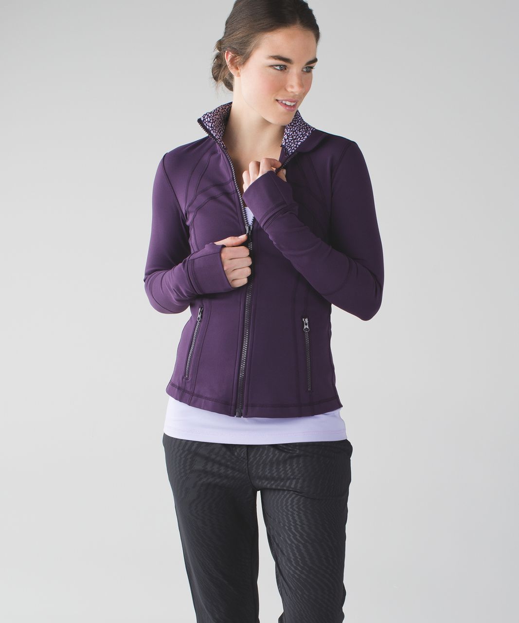 Lululemon Precision Jacket Likac Deep Zinfandel Asymmetrical Front