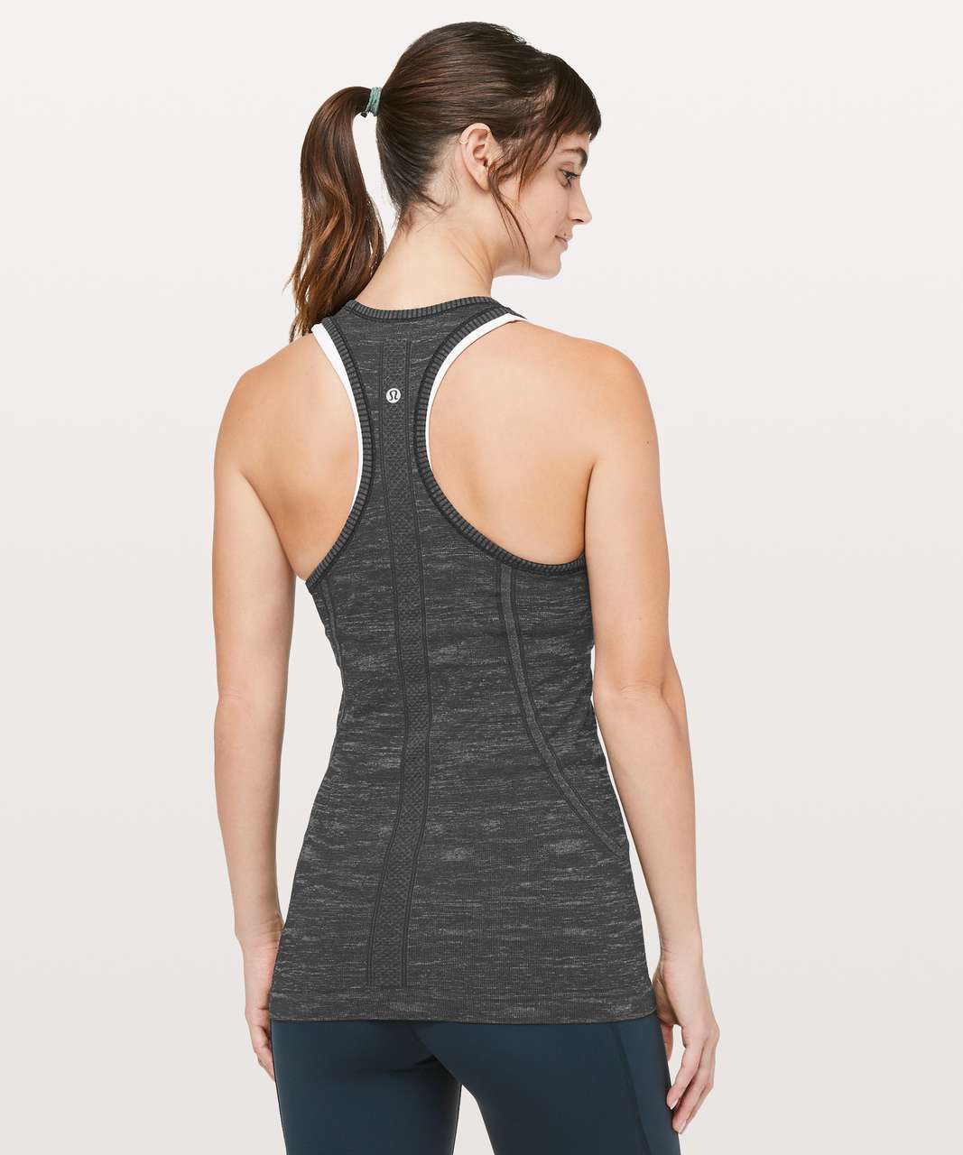 Lululemon Size 8 Swiftly Tech Racerback White Black Stripe Run Tank Top  Shirt Sz