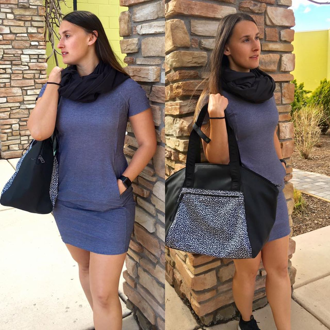 Lululemon &go Endeavor Dress - Heathered Texture Printed Greyt Deep Coal