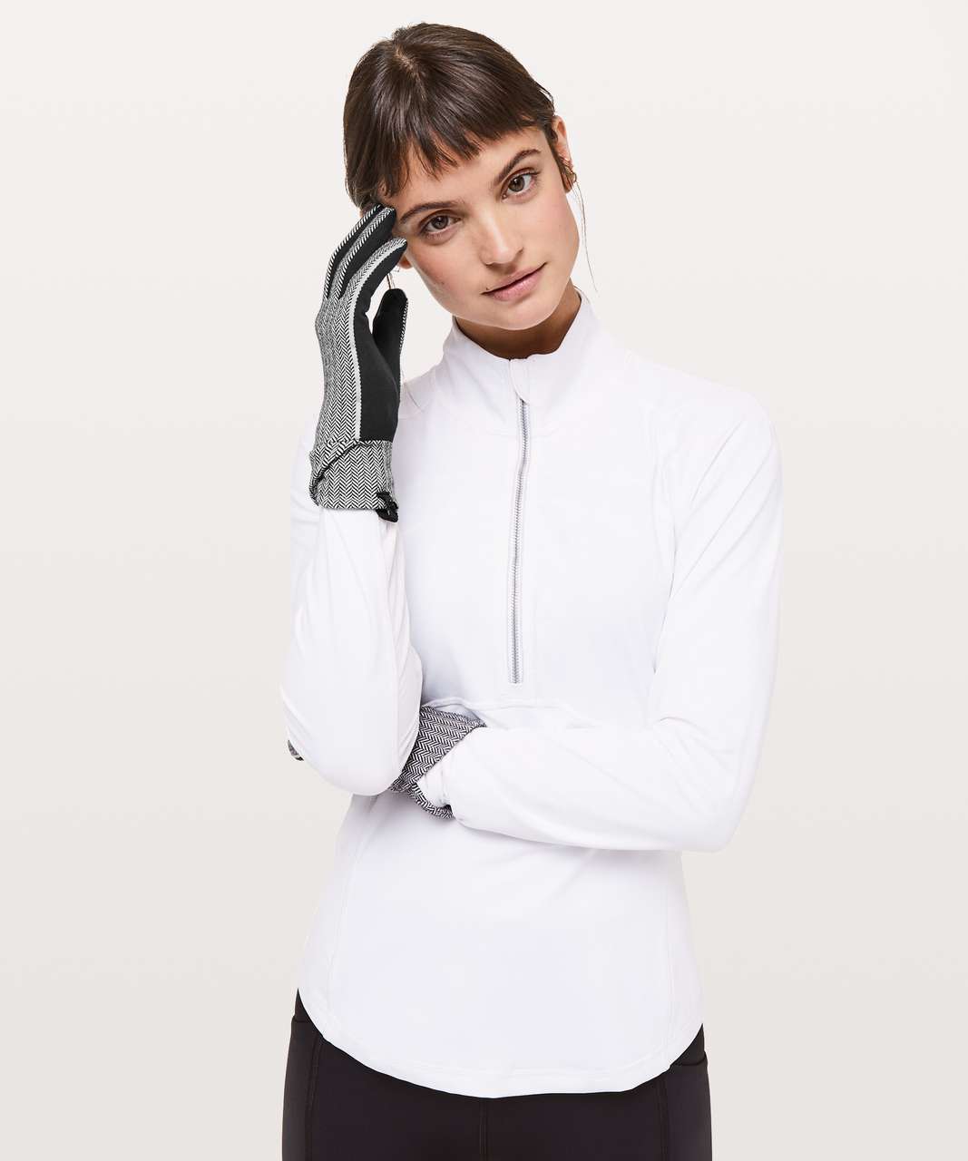 Lululemon Cross Chill Run Gloves - Heathered Herringbone Heathered Black White / Black