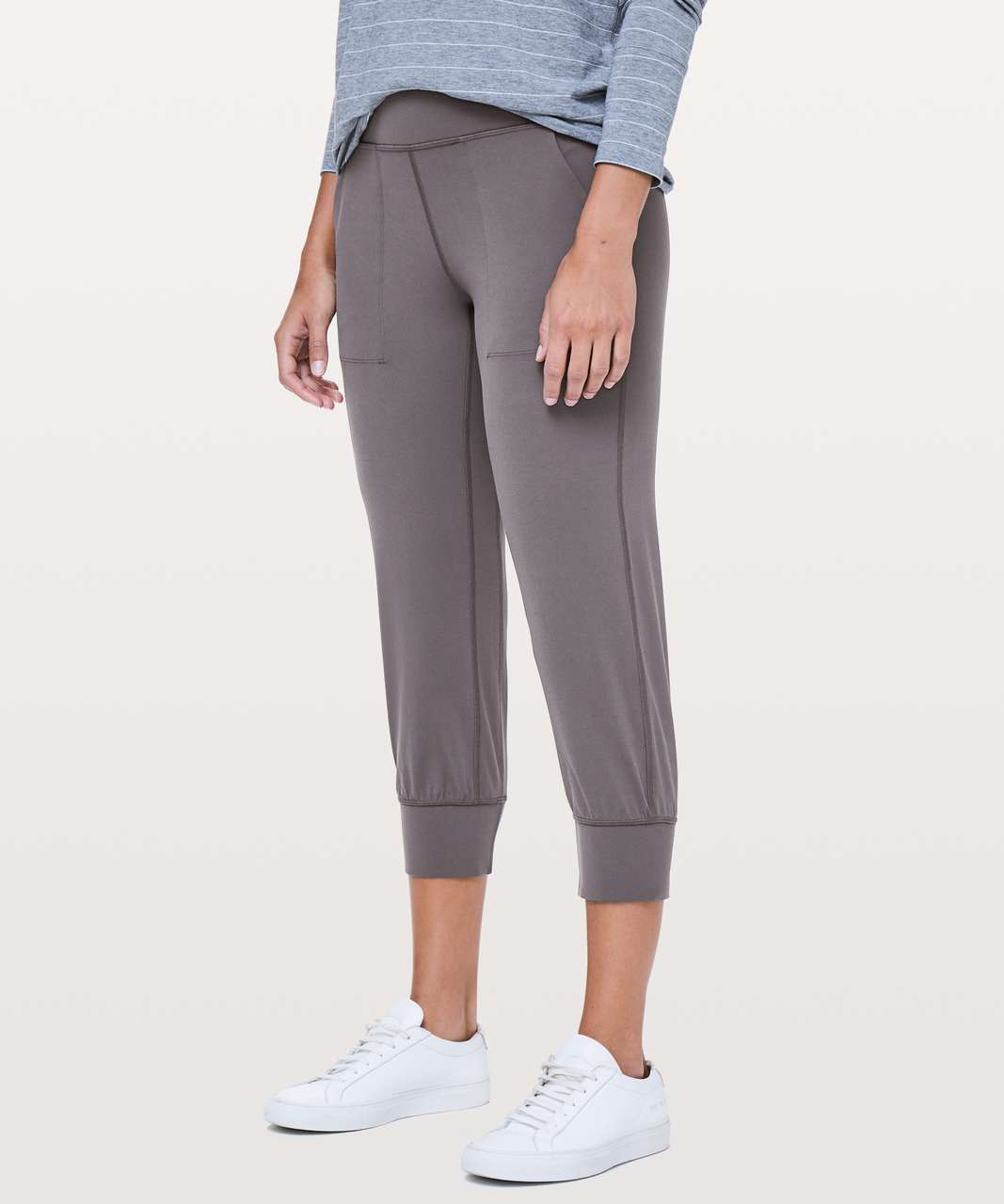 grey cropped joggers