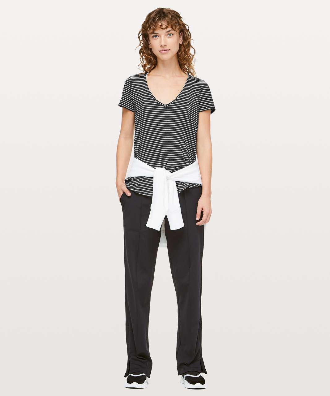 Lululemon Love Tee V - Modern Stripe Heathered Black White