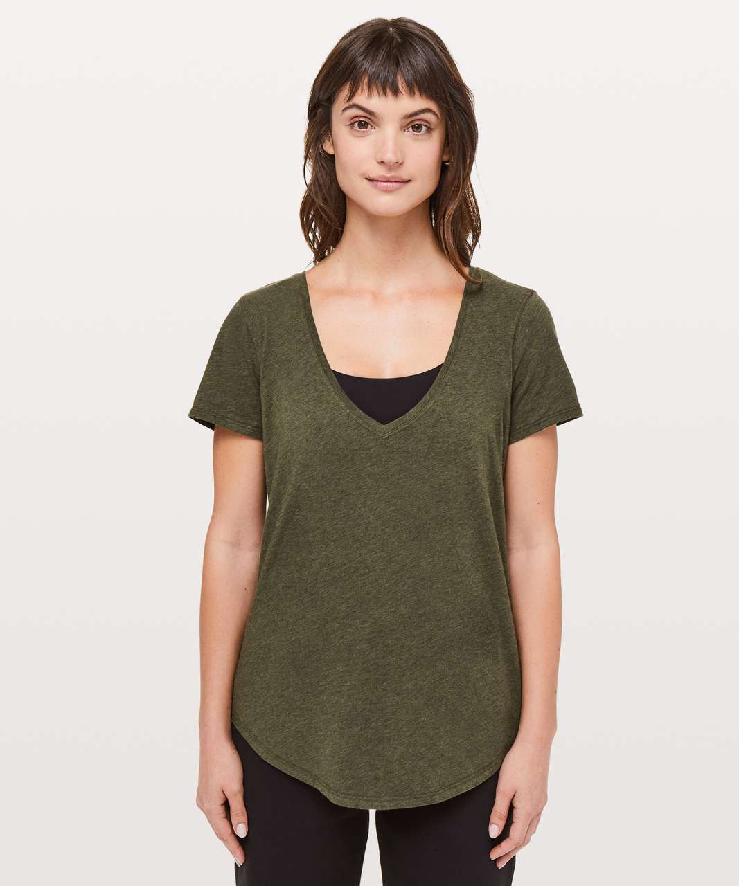 Lululemon Love Tee V - Heathered Dark Olive