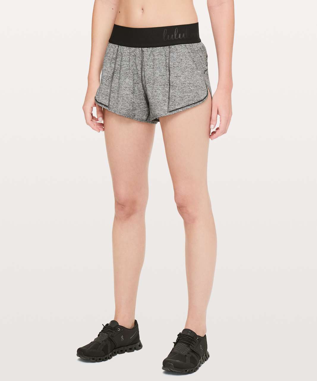 Lululemon Run Smoothly Short - Heather Lux Multi Black / Black - lulu ...