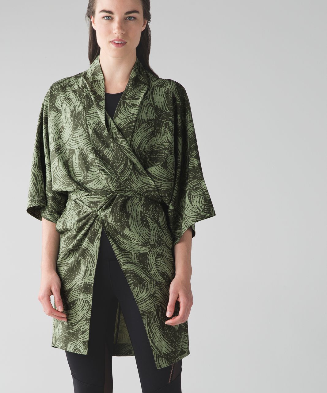 Lululemon Yoga Haven Kimono - Mini Wavy Desert Olive Fatigue Green - lulu  fanatics