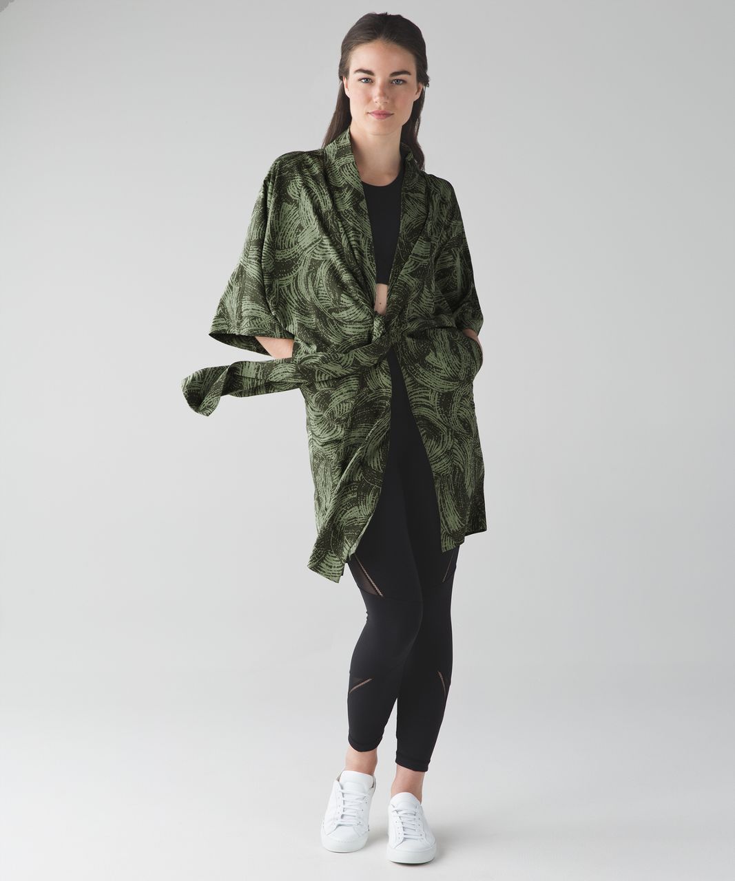 Lululemon Yoga Haven Kimono - Mini Wavy Desert Olive Fatigue Green ...