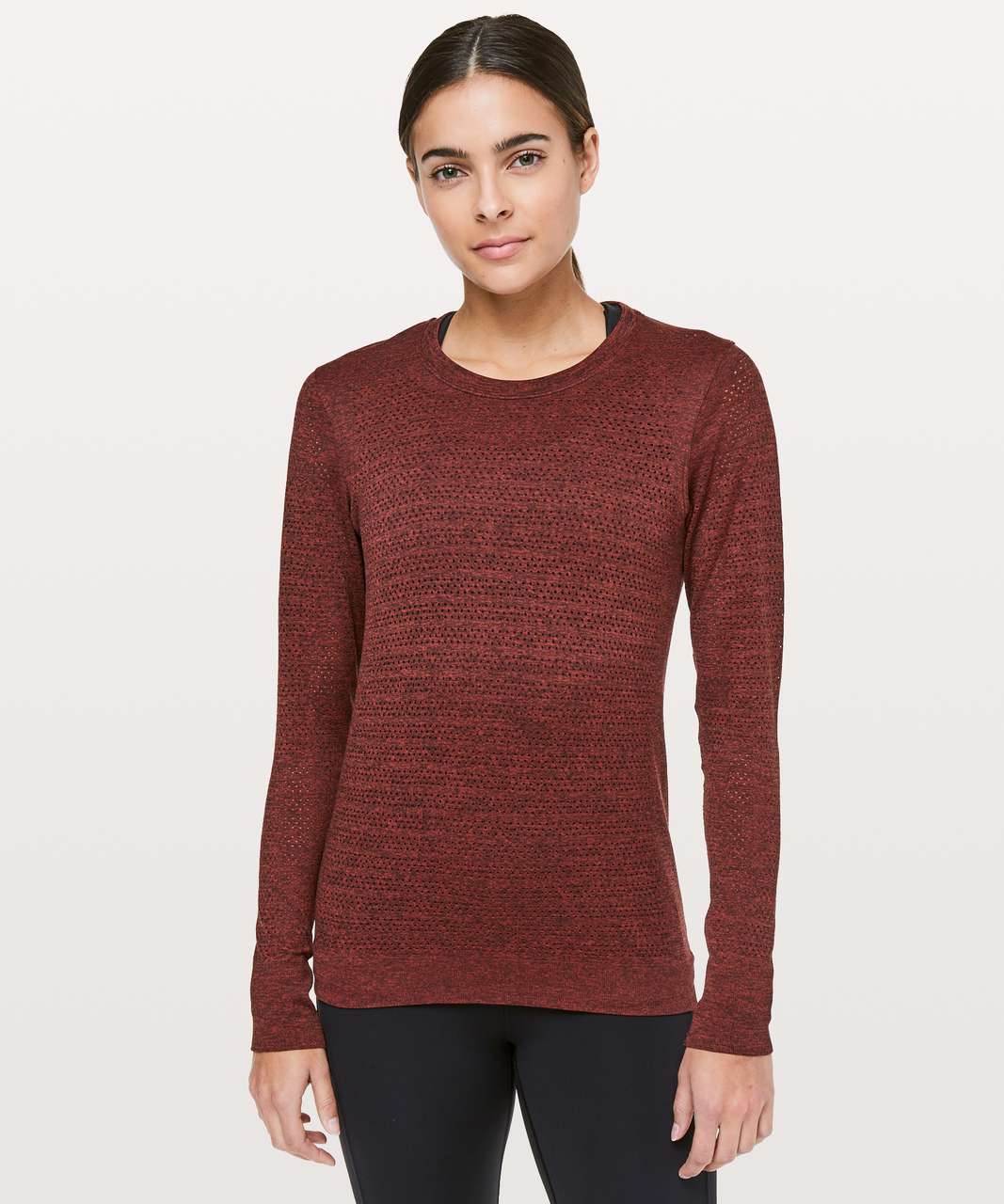 Lululemon Breeze By Long Sleeve *Squad - Dark Sport Red / Black - lulu ...