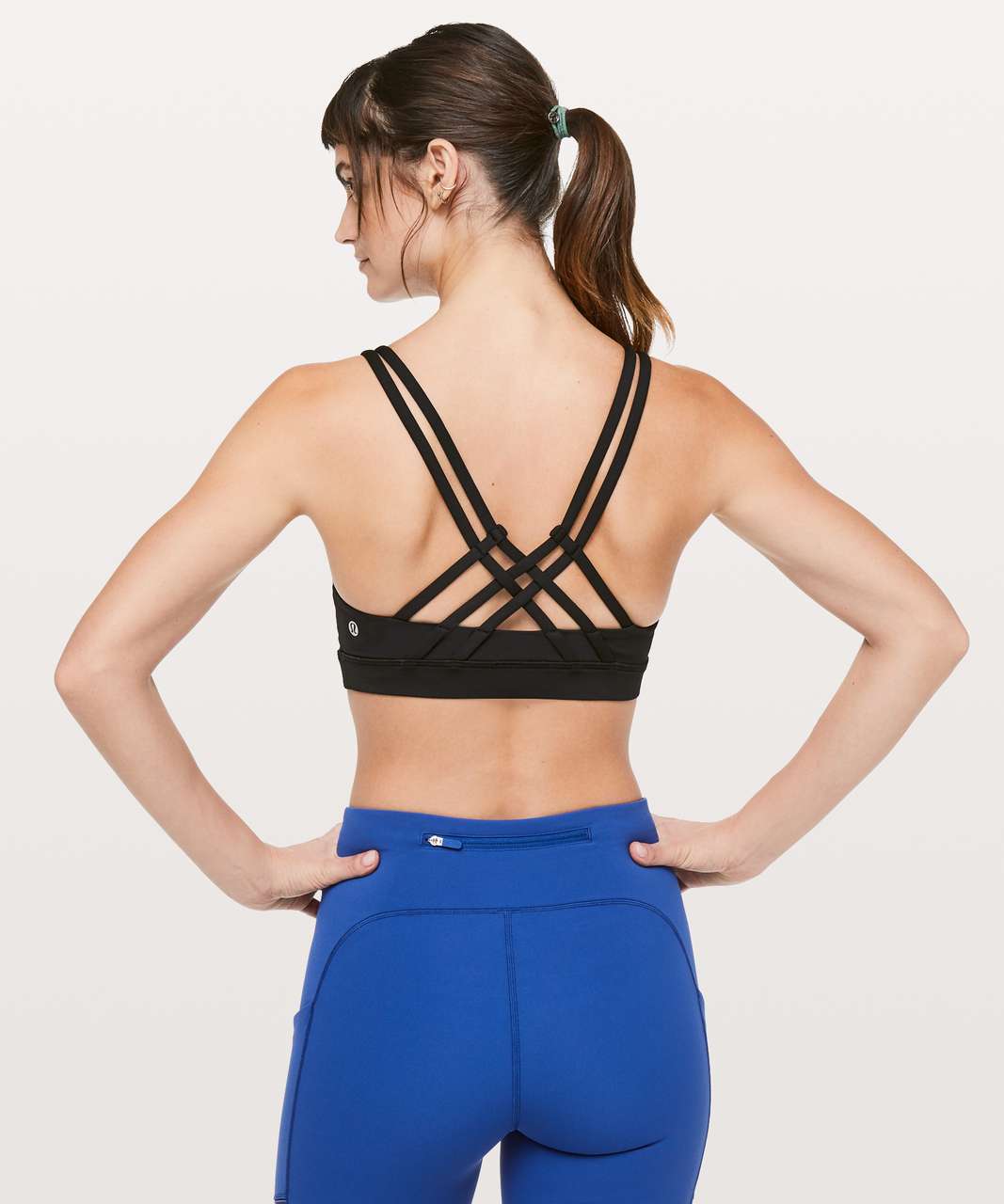 Lululemon Black Strappy Cross Back Double Layered Sports Bra