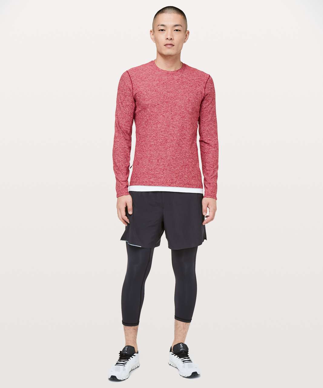 Lululemon Surge Warm Long Sleeve - Heathered Dark Sport Red