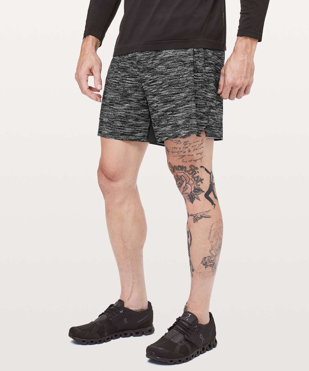 Lululemon Surge Short *6" Updated - All Court Texture White Black