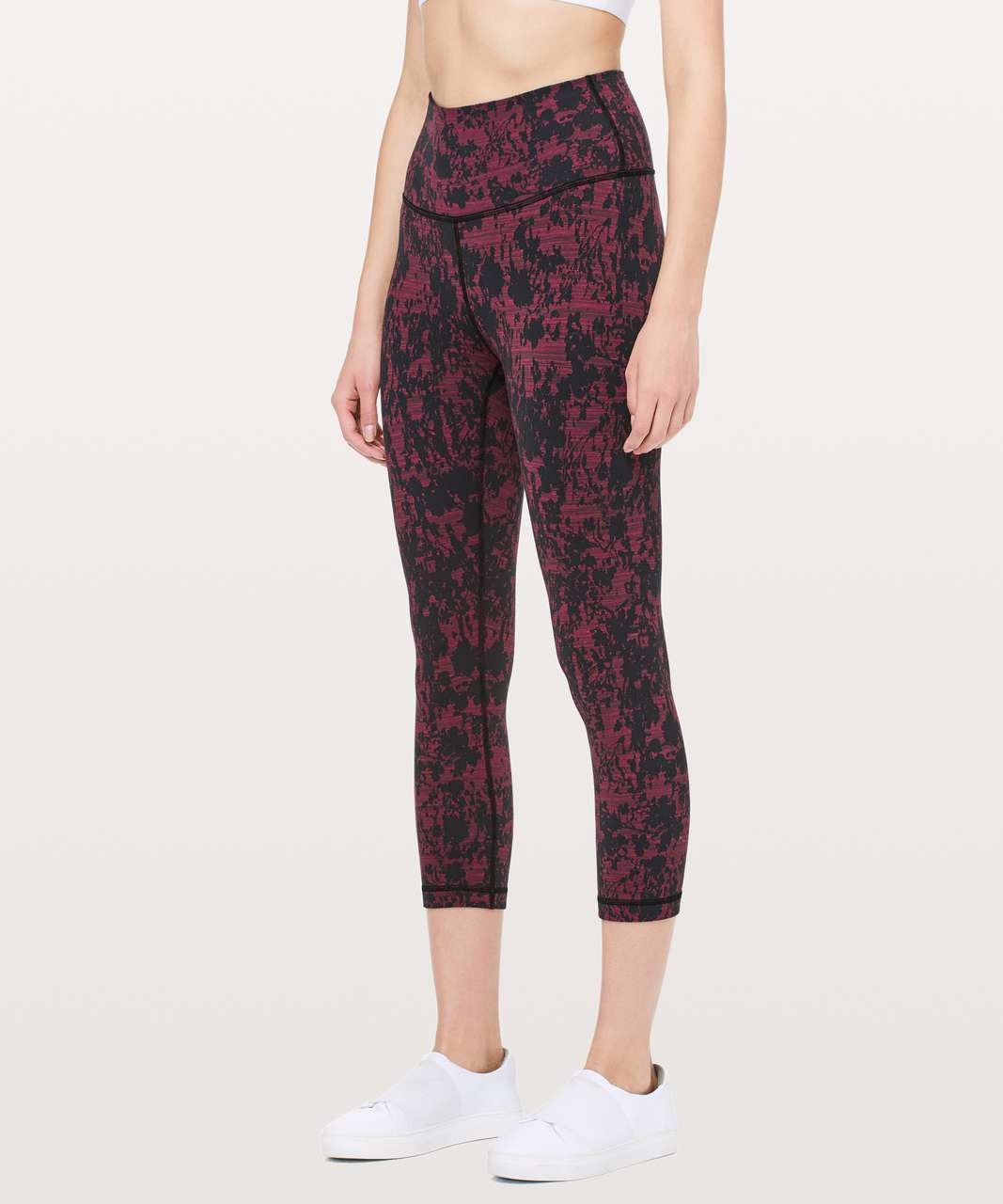 Lululemon Wunder Under Crop (Hi-Rise) *21" - Scatter Blossom Jacquard Garnet Black