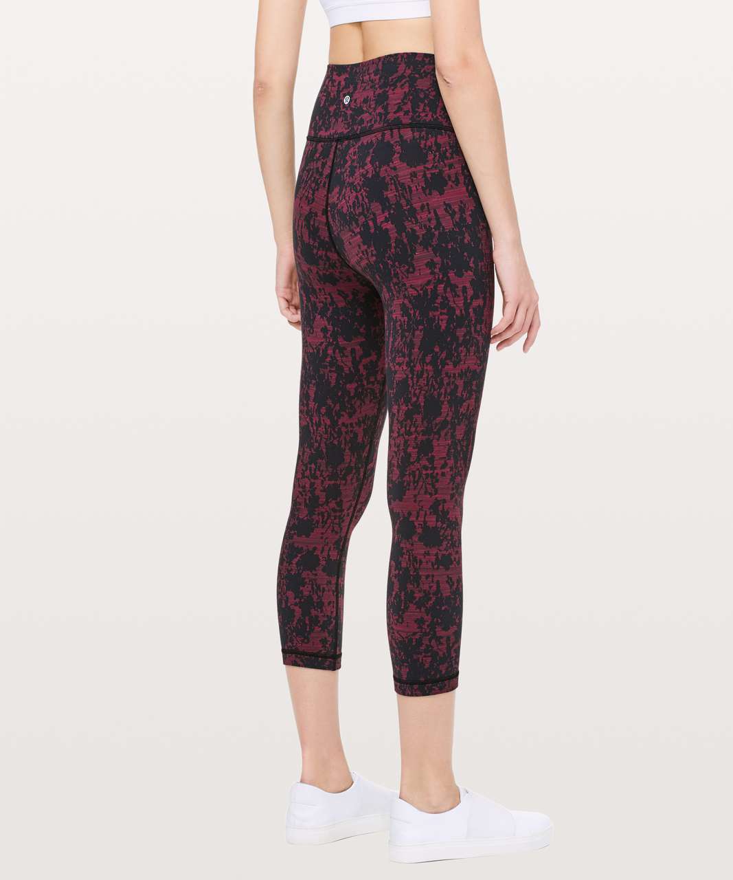 Lululemon Wunder Under Crop (Hi-Rise) *21" - Scatter Blossom Jacquard Garnet Black