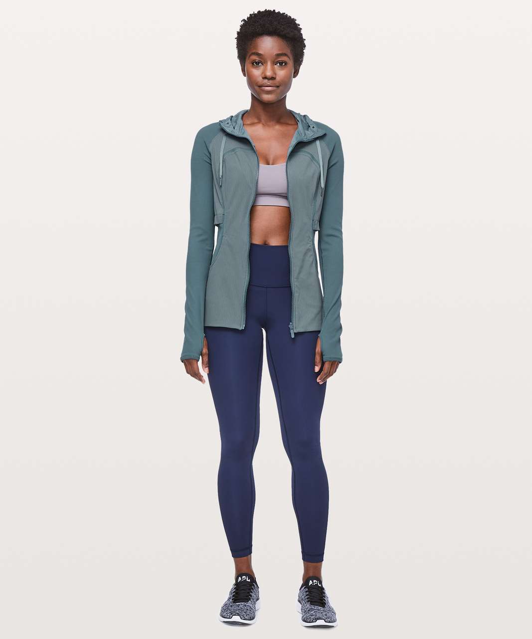 Lululemon Dance Studio Jacket Rib Sleeve - Petrol Blue / Heathered Petrol Blue