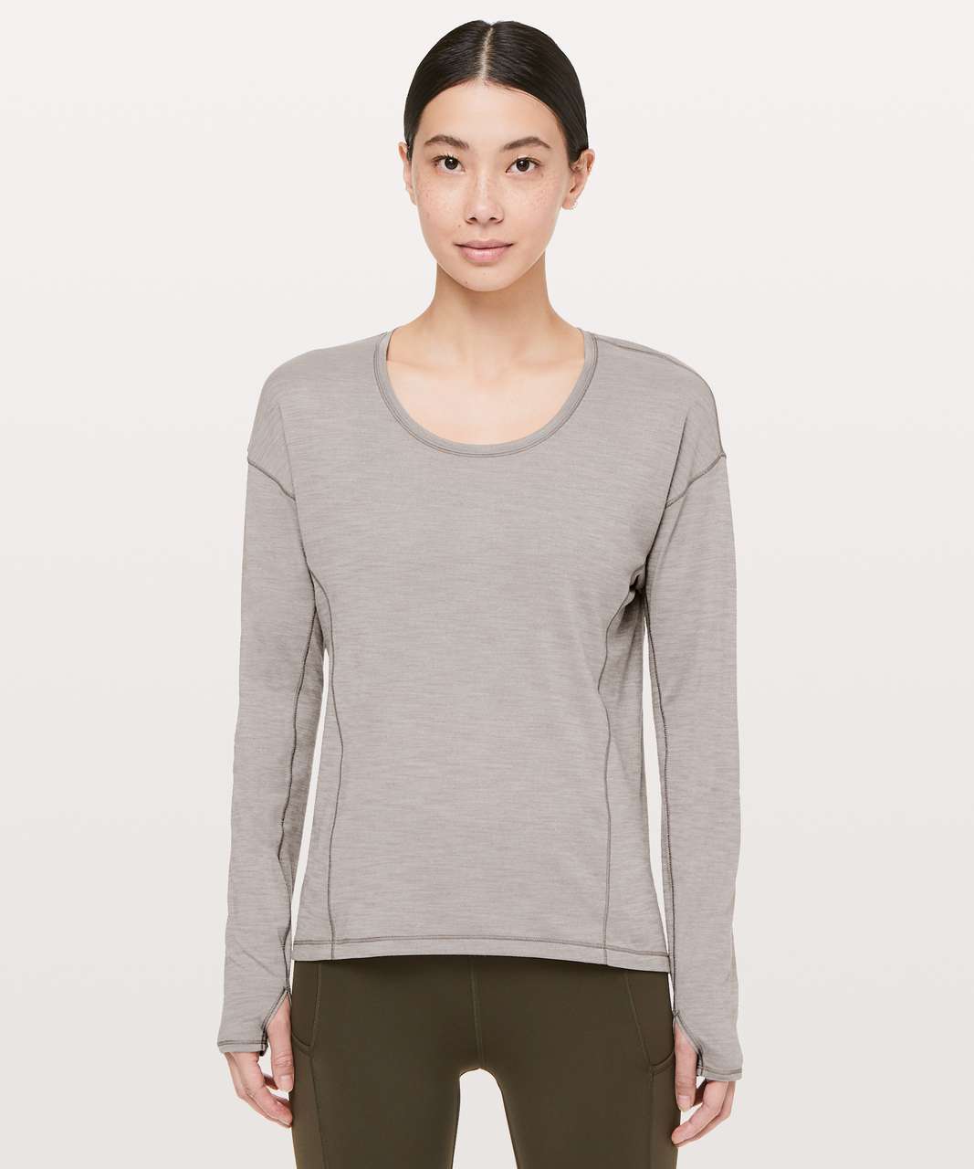 Lululemon Sweat Embrace Long Sleeve Heathered Dark Chrome lulu