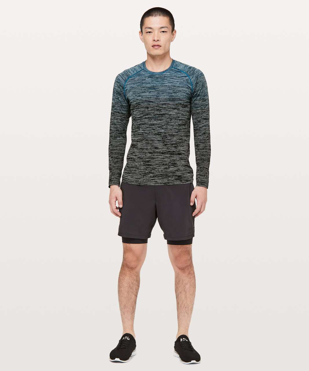 Lululemon Metal Vent Tech Long Sleeve - Baltic Blue / White / Black / Black