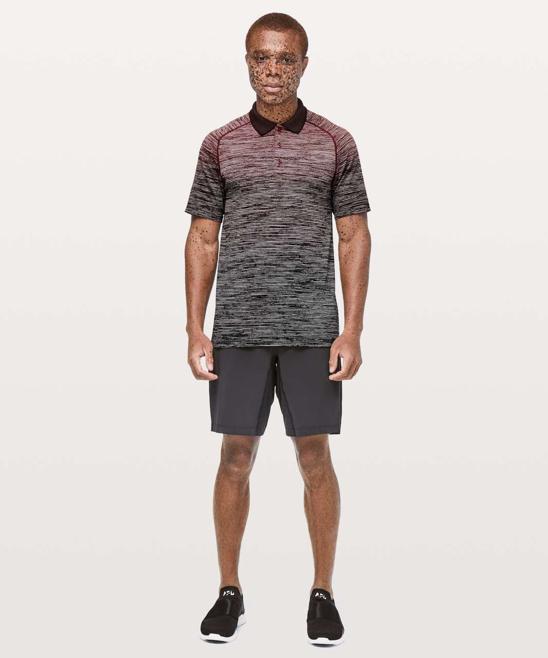 Lululemon Metal Vent Tech Polo - Dark Red / White / Obsidian / Black