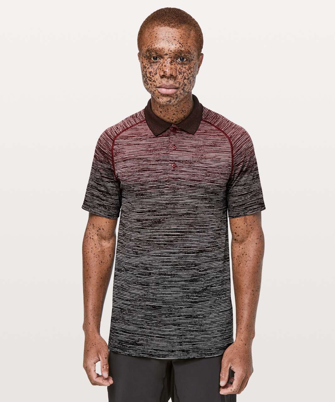 Lululemon Metal Vent Tech Polo - Dark Red / White / Obsidian / Black