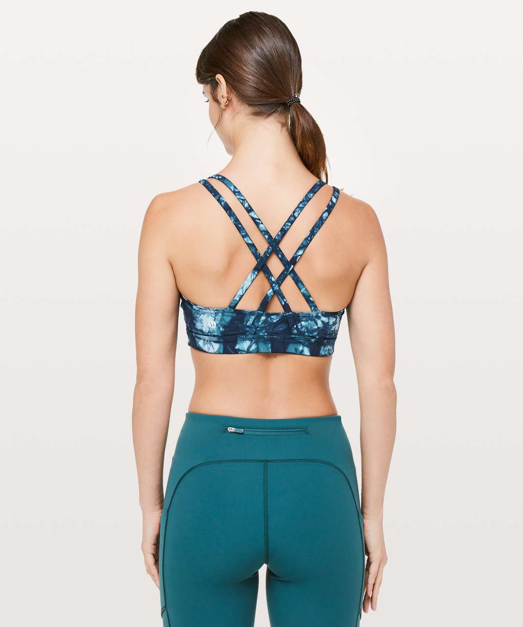 LULULEMON Energy Bra Womens 6 Dual Shibori Blue Haze Petrol Blue