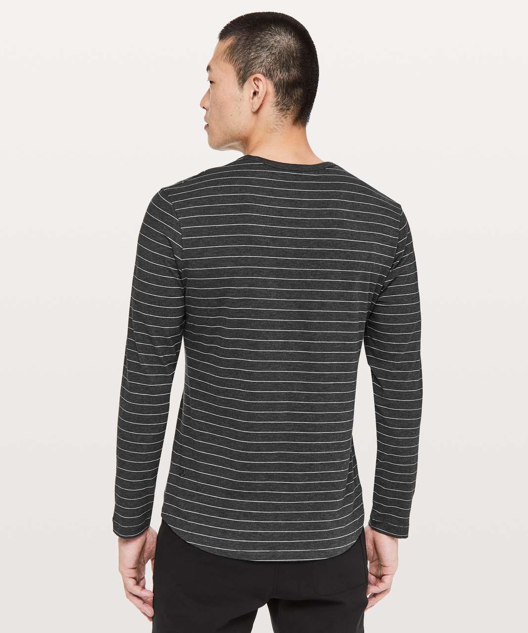 Lululemon 5 Year Basic Long Sleeve - Short Serve Stripe Heathered Black Moon Shine