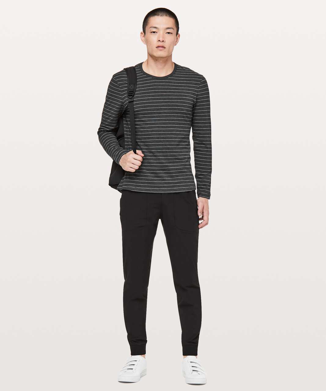 Lululemon 5 Year Basic Long Sleeve - Short Serve Stripe Heathered Black Moon Shine